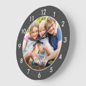 自分のフォトグレーを追加 ラージ壁時計 (傾斜)