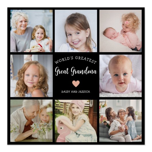 自分のフォトコラージュのおばあちゃんを素晴らし作成モダンする ポスター (正面)