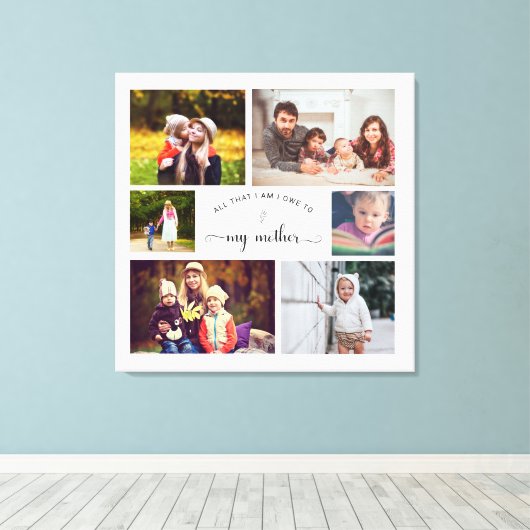 自分のフォトコラージュの母の最高の母の引用文を追加 キャンバスプリント (インサイチュ (ウッドフロア))