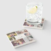 自分のフォトコラージュの母の最高の母の引用文を追加 ストーンコースター (横)