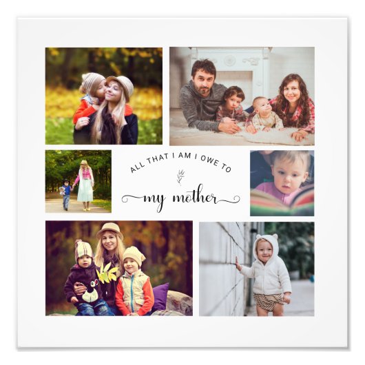 自分のフォトコラージュの母の最高の母の引用文を追加 フォトプリント            (正面)