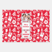 自分のフォトファミリーのクリスマスパターンを作成 ラッピングペーパーシート (正面)