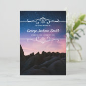 自分のフォトメモリアルサービスの夜空を追加 招待状 (スタンド正面)