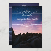 自分のフォトメモリアルサービスの夜空を追加 招待状 (正面/裏面)