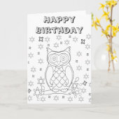 自分のフクロウのDIYギフトに色を付ける カード (黄色い花)