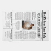 自分のフロントページニュース記事の写真パーソナライズされた キッチンタオル (横)