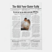 自分のフロントページニュース記事の写真パーソナライズされた キッチンタオル (縦)