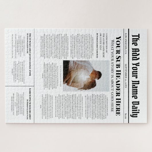 自分のフロントページニュース記事の写真パーソナライズされた ジグソーパズル (横)