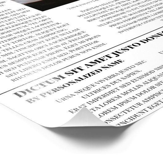 自分のフロントページニュース記事の写真パーソナライズされた フォトプリント            (角)