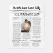 自分のフロントページニュース記事の写真パーソナライズされた フリースブランケット (正面)