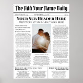 自分のフロントページニュース記事の写真パーソナライズされた ポスター (正面)