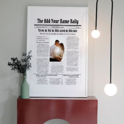 自分のフロントページニュース記事の写真パーソナライズされた ポスター