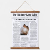 自分のフロントページニュース記事の写真パーソナライズされた 吊り下げ型タペストリー (正面)