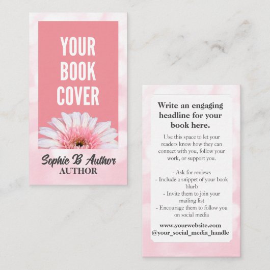 自分のブックカバーの追加プロモーションピンク作家 名刺 (正面/裏面)