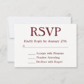 自分のブルゴーニュと白のRSVPを作成 出欠カード (正面)