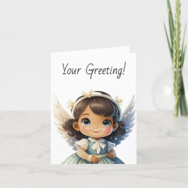 自分のブルネットガールクリスマスエンジェルを作成 シーズンカード