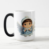 自分のブルネットボーイブルーエンジェルクリスマスを作成 モーフィングマグカップ (左)