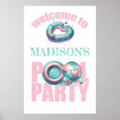 自分のプールパーティーピンクのウェルカムサインを持って来る ポスター (正面)
