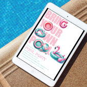 自分のプールパーティー ピンク ターコイズ 招待状