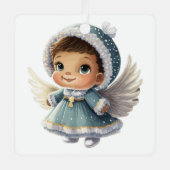 自分のベビーの最初のクリスマスの甘い天使を作成 メタルオーナメント (正面)