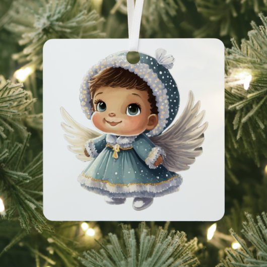 自分のベビーの最初のクリスマスの甘い天使を作成 メタルオーナメント (インサイチュ)