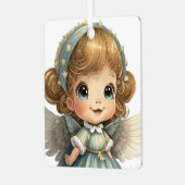 自分のベビーの最初のクリスマスガールエンジェルを作成 メタルオーナメント (正面左)