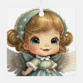 自分のベビーの最初のクリスマスガールエンジェルを作成 メタルオーナメント (正面)