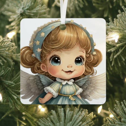 自分のベビーの最初のクリスマスガールエンジェルを作成 メタルオーナメント (インサイチュ)