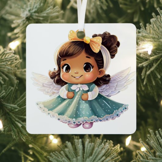 自分のベビーの最初のクリスマス興奮の天使を作成 メタルオーナメント (インサイチュ)