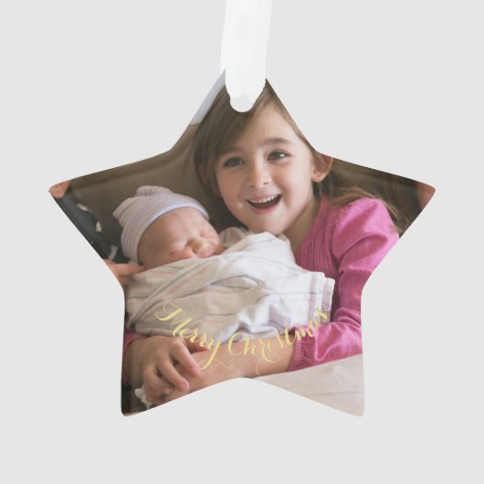自分のベビーの最初のスター写真のクリスマスを作成 オーナメント (裏面)