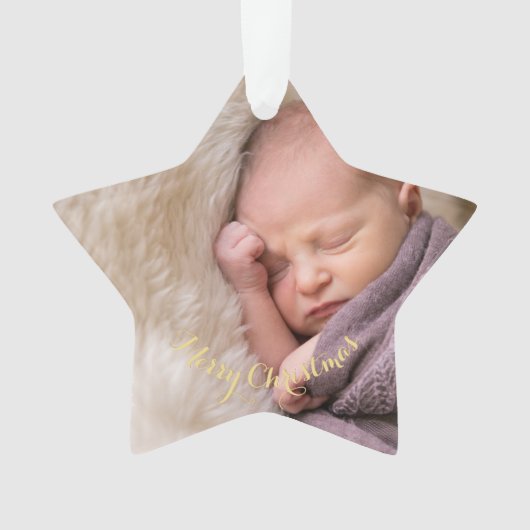 自分のベビーの最初のスター写真のクリスマスを作成 オーナメント (正面)