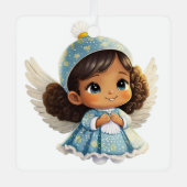 自分のベビーの最初の笑顔の天使を作成 メタルオーナメント (正面)