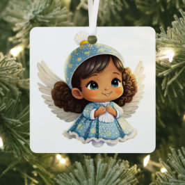 自分のベビーの最初の笑顔の天使を作成 メタルオーナメント