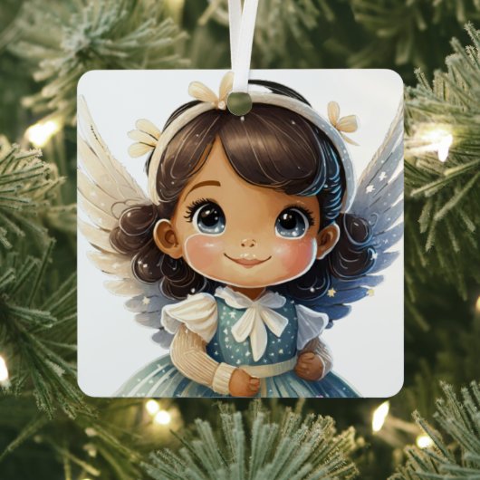 自分のベビーの第1回Christmas Bright Angelを作成 メタルオーナメント (インサイチュ)