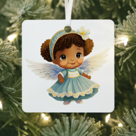 自分のベビーの第1回Christmas Chubby Angelを作成 メタルオーナメント