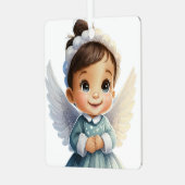 自分のベビーの第1回Christmas Happy Angelを作成 メタルオーナメント (正面左)