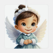 自分のベビーの第1回Christmas Happy Angelを作成 メタルオーナメント (正面)