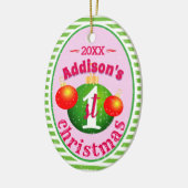 自分のベビー（名前）1番目の初めてのクリスマス セラミックオーナメント (左)