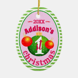 自分のベビー（名前）1番目の初めてのクリスマス セラミックオーナメント