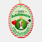自分のベビー（名前）1番目の初めてのクリスマス セラミックオーナメント (裏面)