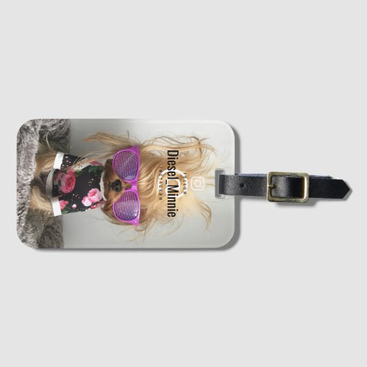 自分のペットの写真とカスタム文字の作成 ラゲッジタグ (正面横)