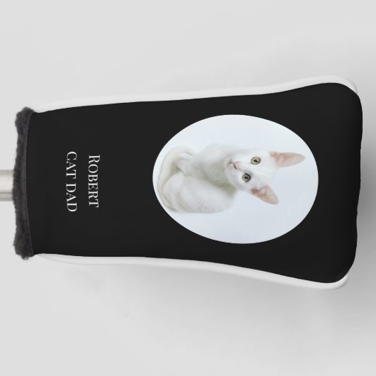 自分のペットの写真を作る猫のパパブラック ゴルフヘッドカバー (正面)