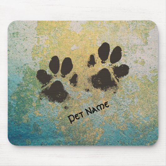 自分のペットの前足がコンクリートに印色彩の鮮やか付く マウスパッド (正面)
