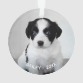 自分のペットカスタム写真の名前と年を作成 オーナメント (裏面)