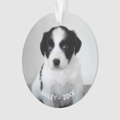 自分のペットカスタム写真の名前と年を作成 オーナメント (正面)