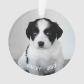 自分のペットカスタム写真の名前と年を作成 オーナメント (正面)