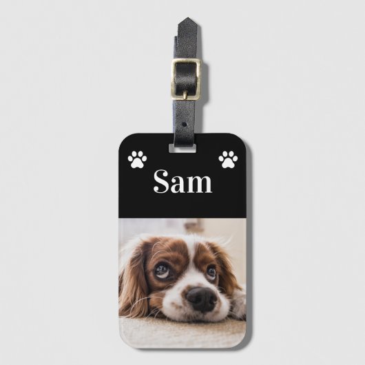 自分のペットパーソナライズされたの写真犬を作成 ラゲッジタグ (正面縦)