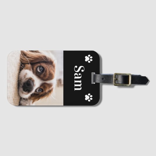 自分のペットパーソナライズされたの写真犬を作成 ラゲッジタグ (正面横)