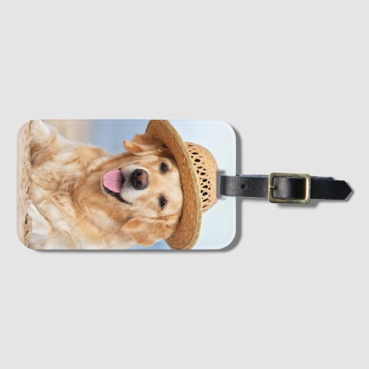 自分のペットパーソナライズされたの写真犬を作成 ラゲッジタグ (正面横)