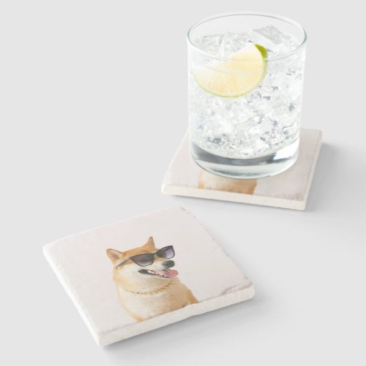 自分のペットパーソナライズされた写真の作成 ストーンコースター (横)